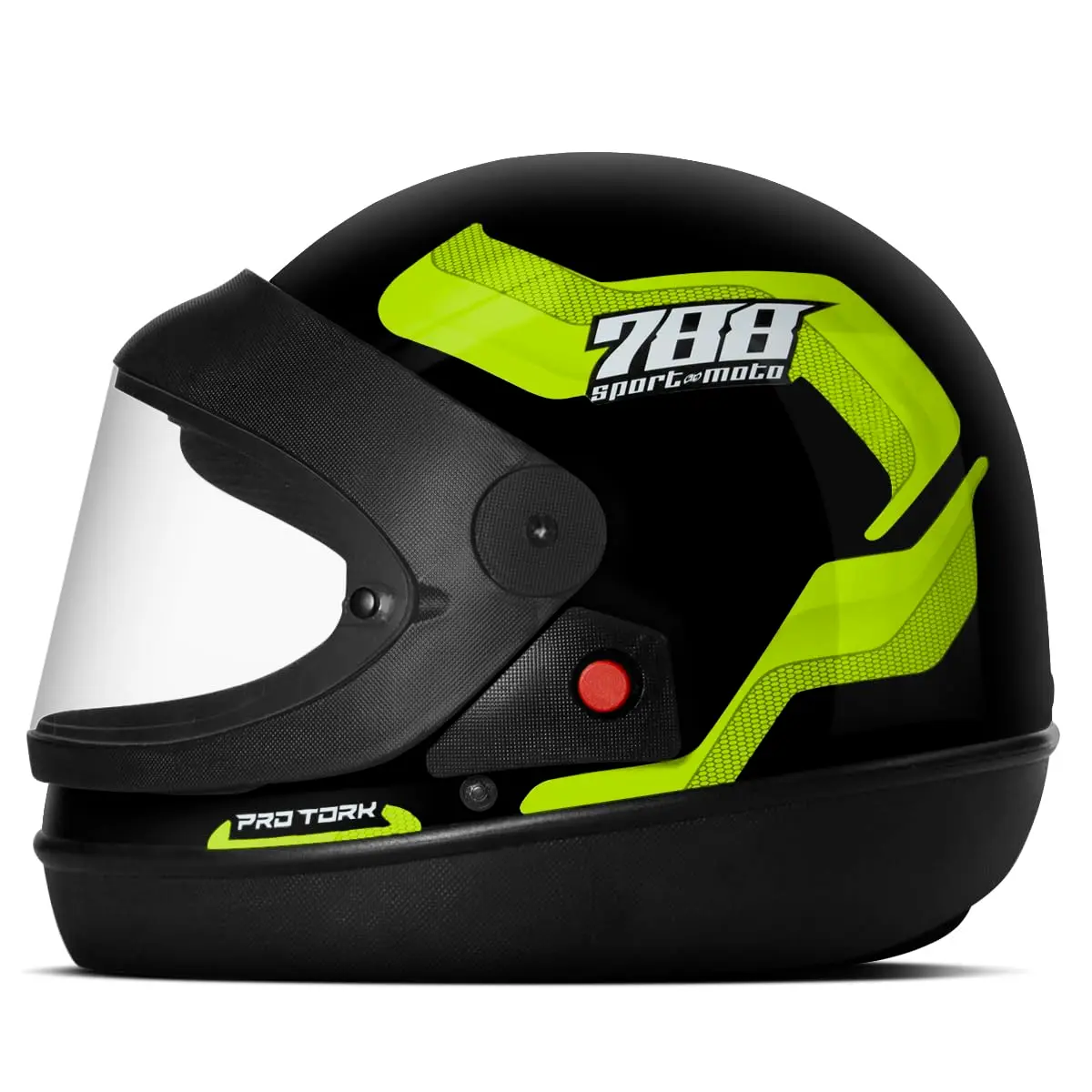 CAPACETE FECHADO PRO TORK SPORT MOTO 788 PRETO - AMARELO TAM. 62 - 1