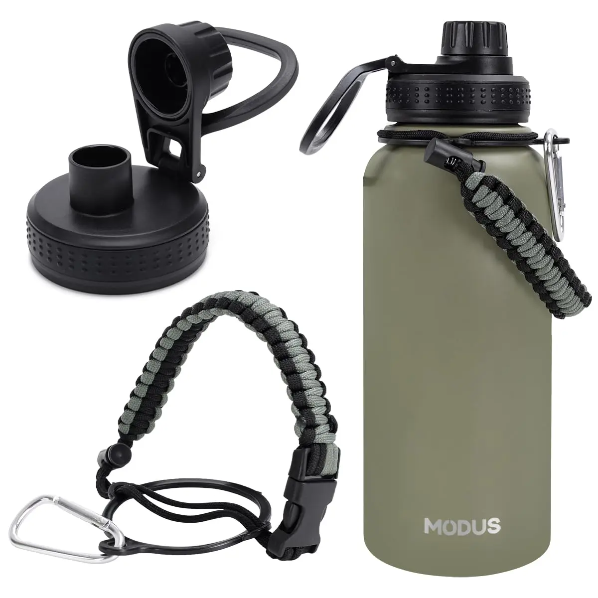 Garrafa Térmica De Água Isolada 950ml De Aço Inox Com Alça | Verde Oliva
