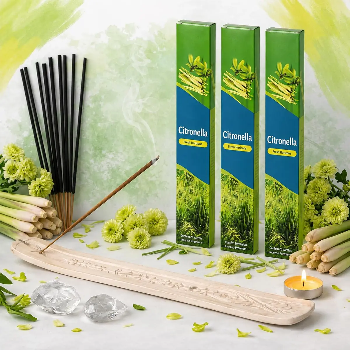 Kit 3 Caixas Incenso Citronela Premium (7 varetas por caixa)