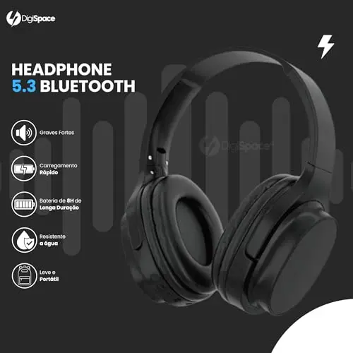 Fone de Ouvido Bluetooth 5.3 Headphone On-ear Sem Fio Fone Para Academia e Corridas, com Cancelamento de Ruído, Dobrável, com microfone Integrado Compatível com Android e iOS Premium (Roxo) thumbnail 3