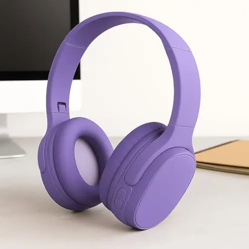 Fone de Ouvido Bluetooth 5.3 Headphone On-ear Sem Fio Fone Para Academia e Corridas, com Cancelamento de Ruído, Dobrável, com microfone Integrado Compatível com Android e iOS Premium (Roxo) thumbnail 5