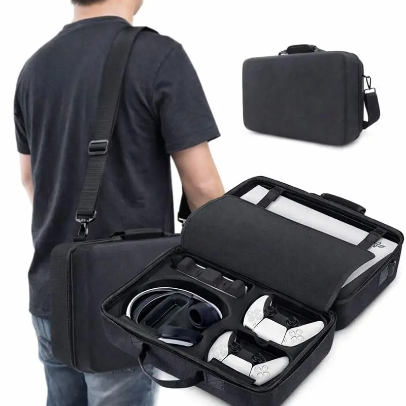 Case de Transporte Compatível com PS5 à Prova d’Água, Estojo Rígido com Alça de Mão e Ombro, Proteção Contra Impactos, Arranhões e Poeira, Ideal para Console e Acessórios