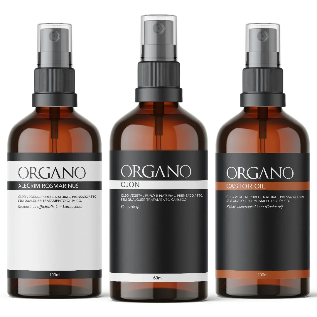 Kit Terapia Capilar ORGANO Ojon, Alecrim e Castor Oil (Rícino) – Óleos Vegetais 100% Naturais 100ml - 1