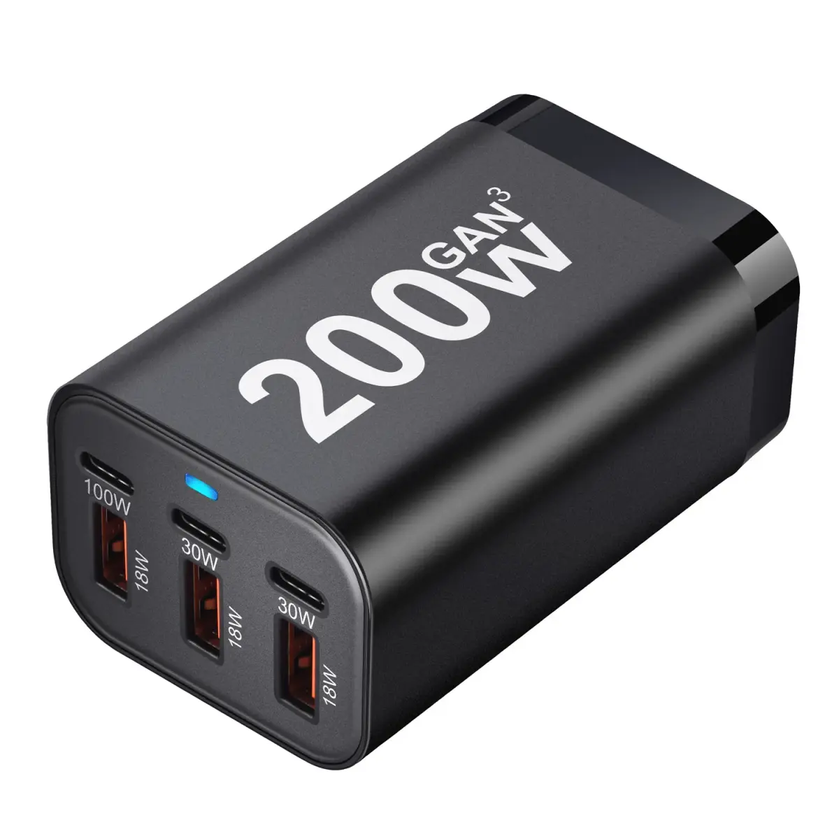 Usb c rápido 200w 6 portas de carregamento rápido gan carregador adaptador de alimentação para iphone 14/13/12 séries, samsung galaxy s23/s22/s21 - 1