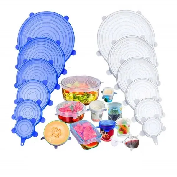 Kit 6 Tampas Panela Silicone Universal Reutilizável Elástica - 1