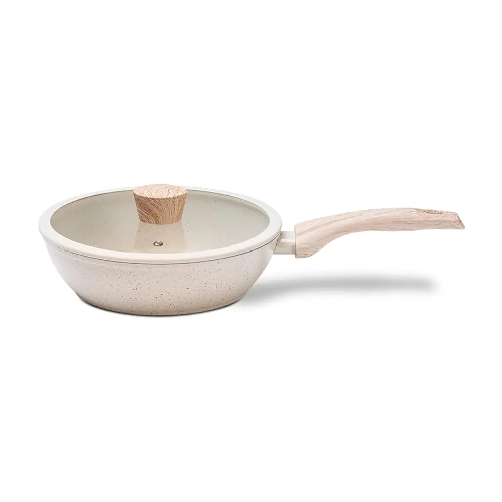 Brinox - Wok com Tampa 28Cm 3,4L Ceramic Life Sirius com Fundo de Indução - Vanilla