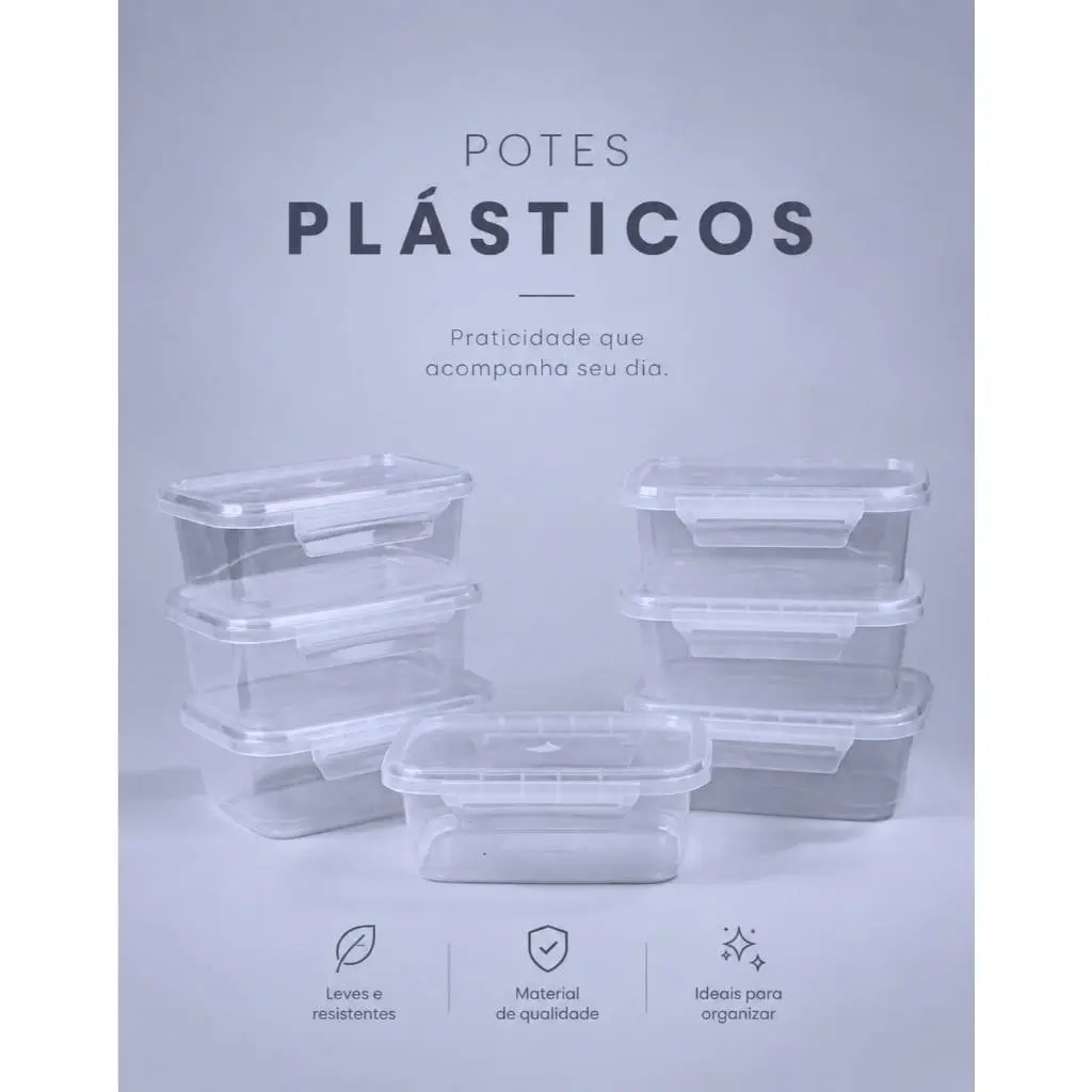 Kit 12 Marmitas Potes 800ml com Travas Laterais BPA FREE - Alimentos organizadores de congelador PLASTICOS