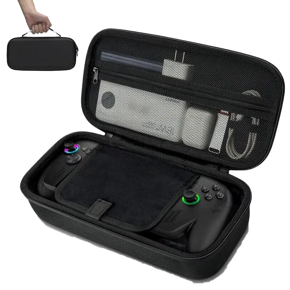 [123Games] Case Rígido Compatível com ROG Xbox Ally e Ally X, Preto, com Compartimentos para Carregador e Acessórios, 31x15x9cm