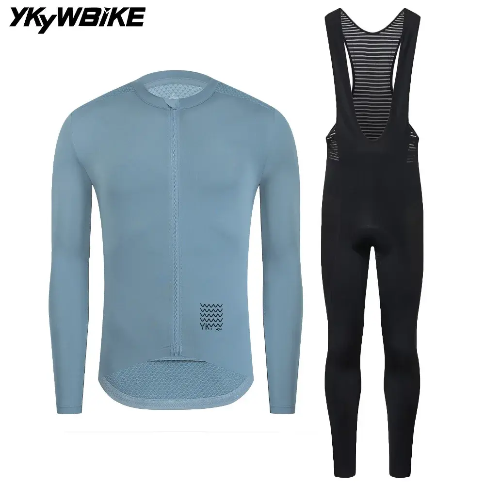 Ykywbike conjuntos de ciclismo masculino manga longa calças bib roupas bicicleta homem ciclismo maillot kit estrada roupas ciclismo