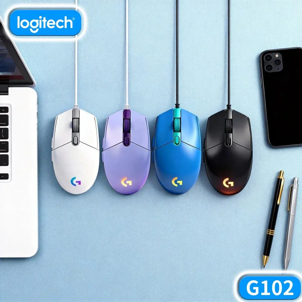 Mouse Gamer com Fio Logitech G102, Retroiluminação RGB, Sensor Óptico de 8000DPI, 6 Botões Programáveis, Mouse Ergonômico para PC e Laptop - 1