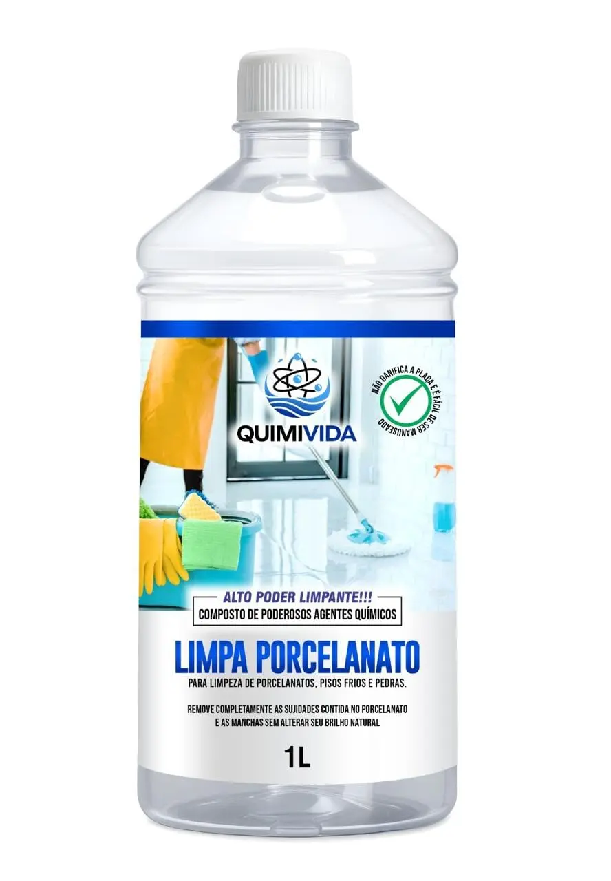 Limpador de Porcelanato Quimivida, 1L | Limpeza Profunda, Sem Manchas, Pisos Brilhantes, Pisos Frios e Pedras