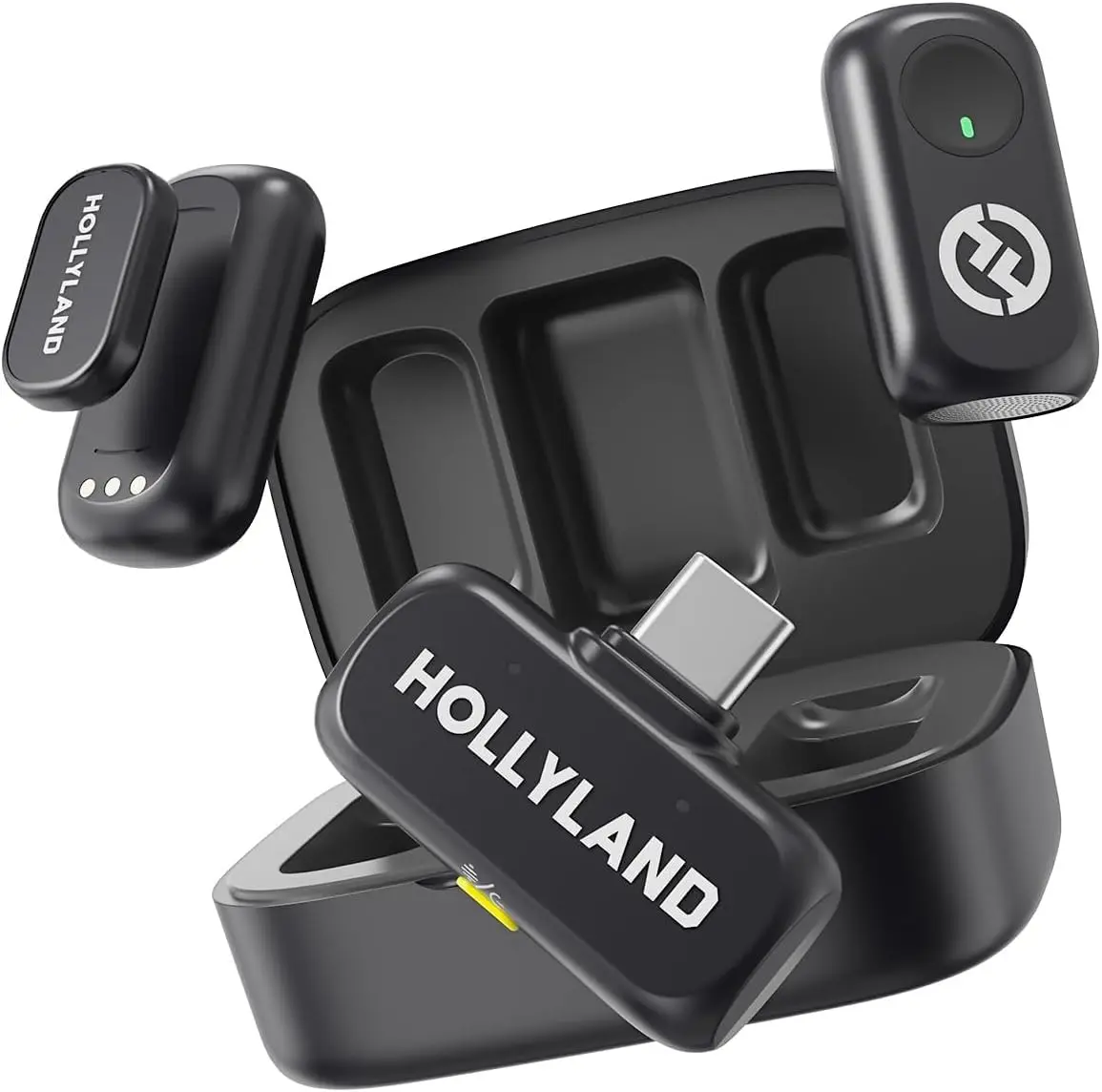 Hollyland LARK A1 Duo USB-C RX – Microfone Sem Fio Mini | para iPhone 15/16 e Android, Microfone Magnético para YouTube, TikTok, Podcast e Entrevistas (2TX+1USB-C RX+1Charging Case) - 1