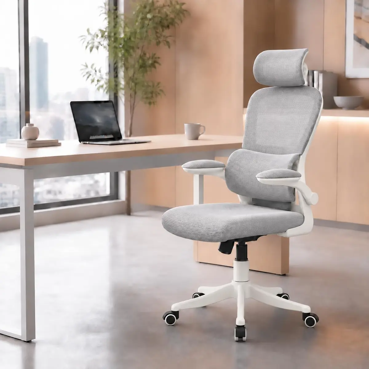 Laruno Cadeira de Escritório Almirante C600 Mesh Reclinável Cinza 150kg | Suporta até 150 Kg, Modelo P600, Design em Mesh, Reclinável, Uso Escritório