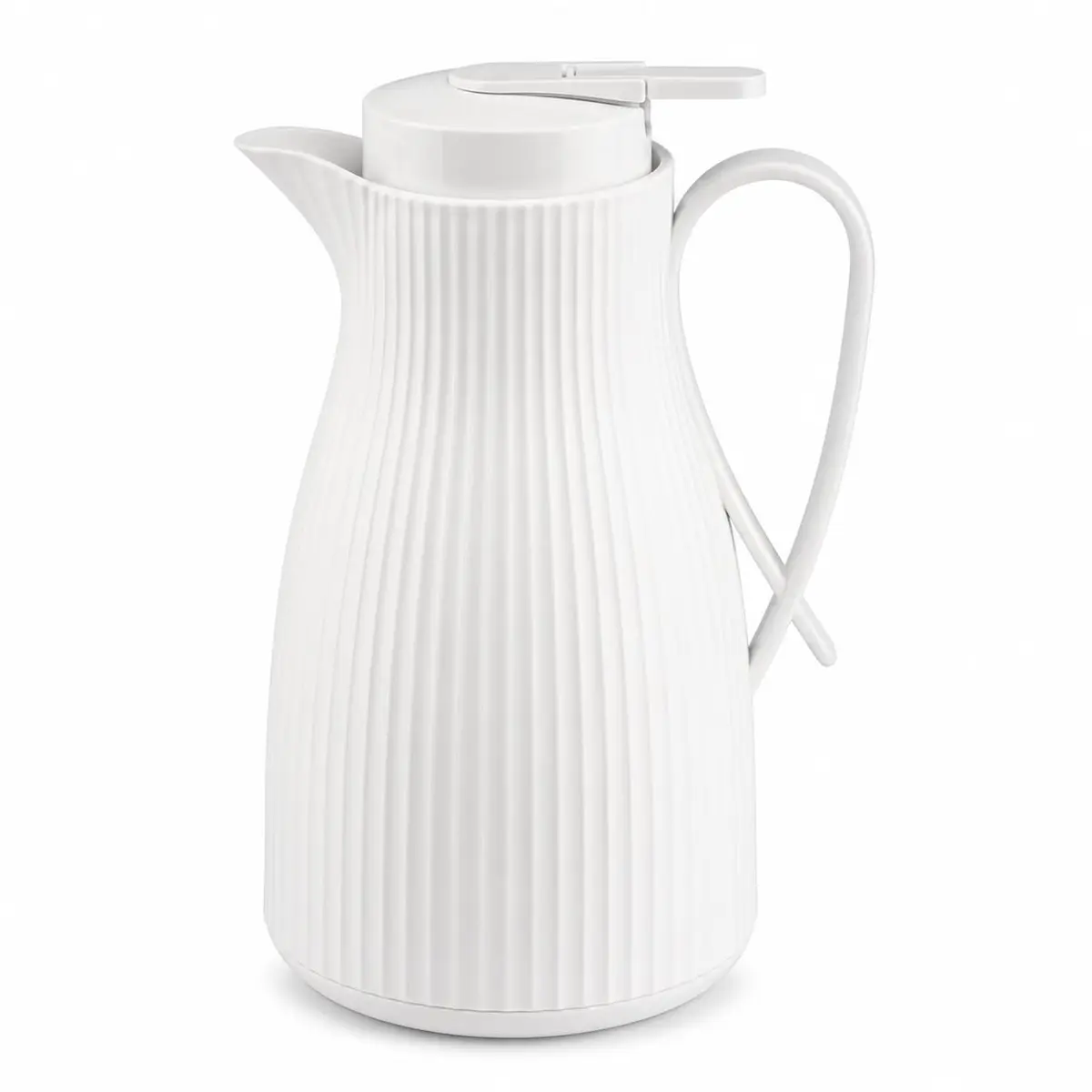 Garrafa Térmica 1 Litro Canelada para Café, Chá e Leite (Branco)