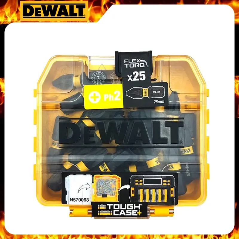 Conjunto de Impacto DEWALT FLEXTORQ 25 Peças DT70555T, Pontas de Chave de Fenda PH2 25mm com Estojo Resistente para Acessórios de Furadeira e Parafusadeira de Impacto