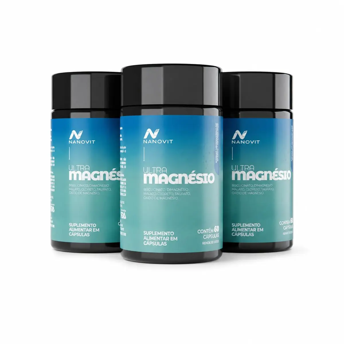 Nanovit Magnésio 5 em 1 260mg 180 Cápsulas Quelato Bisglicinato Dimalato Taurato Cloreto Óxido Suplemento Alta Absorção e Biodisponibilidade Nano 5MAG