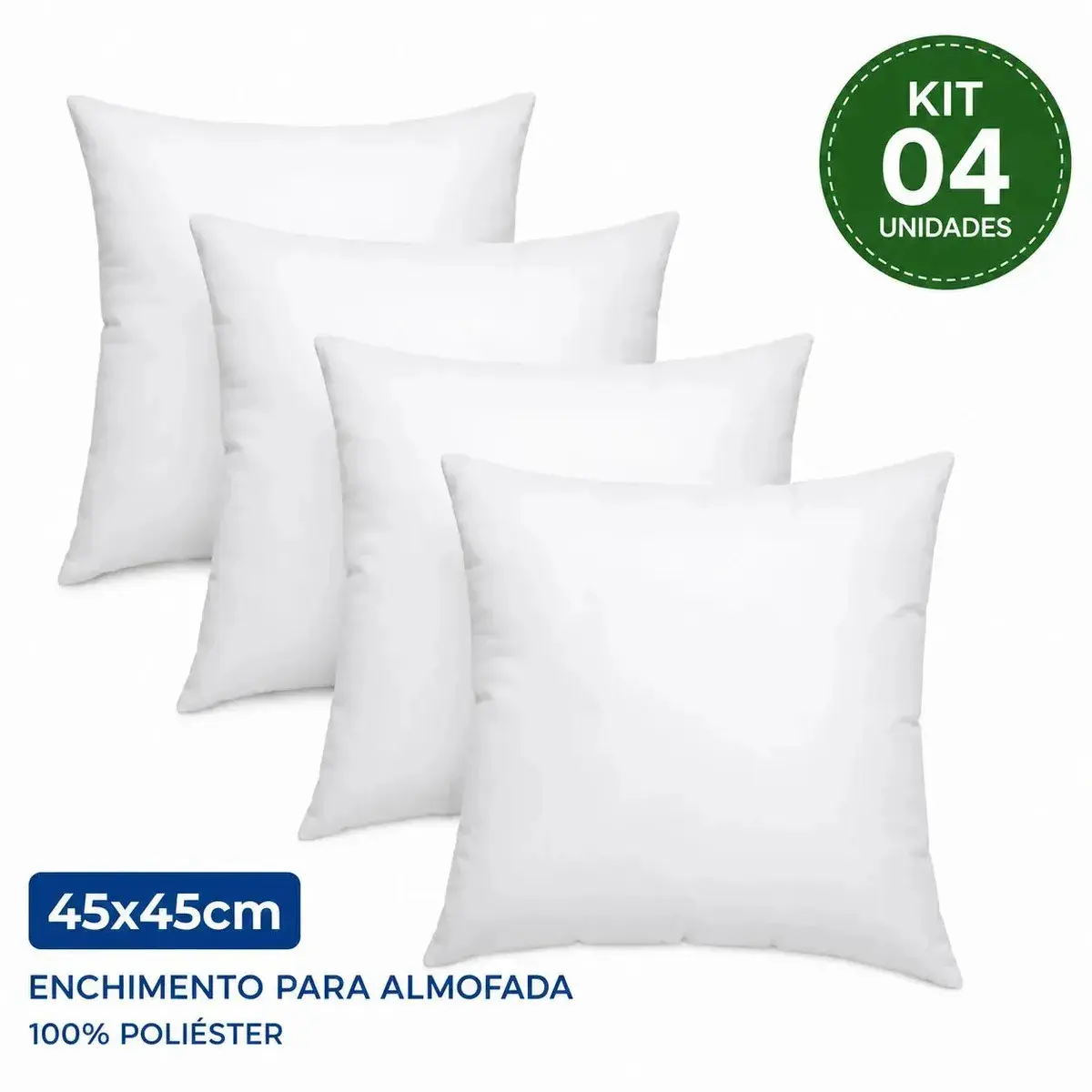 Kit 4 Refis De Almofada Mltm Ecom Super Macio Para Enchimento De Fibra Siliconada Antialérgico 45x45cm Branco Macia Direto De Fábrica thumbnail 3