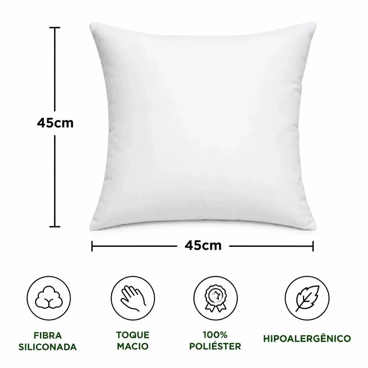 Kit 4 Refis De Almofada Mltm Ecom Super Macio Para Enchimento De Fibra Siliconada Antialérgico 45x45cm Branco Macia Direto De Fábrica thumbnail 7