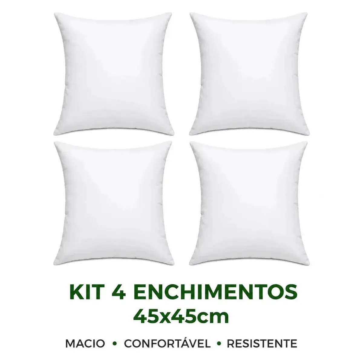 Kit 4 Refis De Almofada Mltm Ecom Super Macio Para Enchimento De Fibra Siliconada Antialérgico 45x45cm Branco Macia Direto De Fábrica thumbnail 10