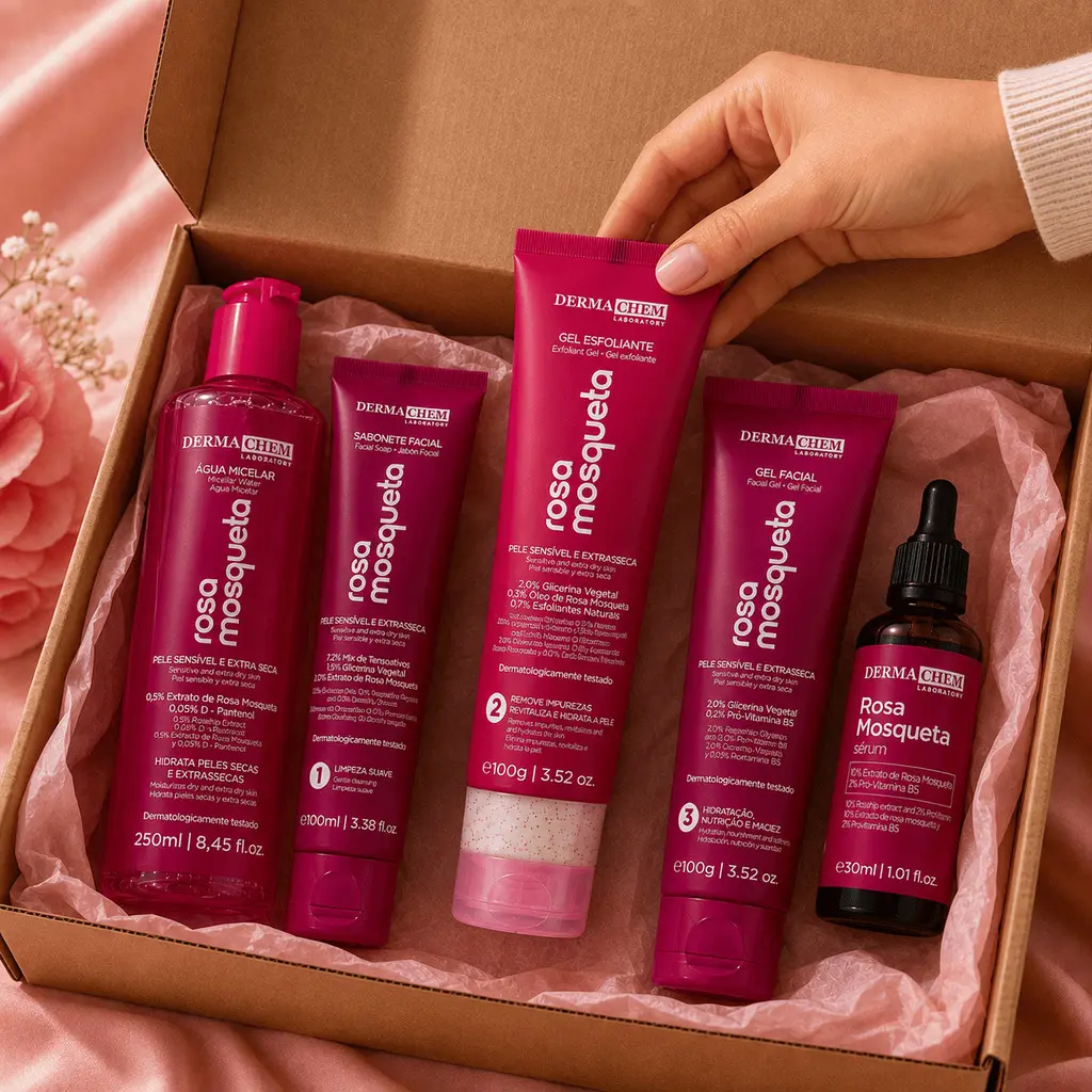 Kit Skincare Completo Rosa Mosqueta - 05 Produtos - Dermachen