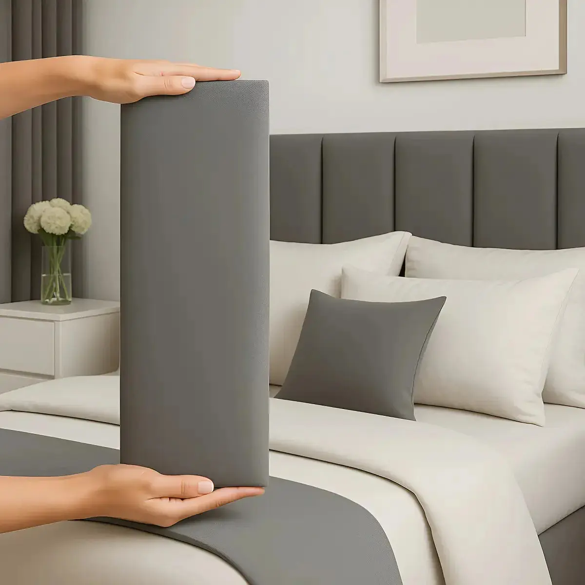 Cabeceira Queen 160cm Cama Box Kit 8 Módulos Adesivo Dubai Cor Cinza-escuro