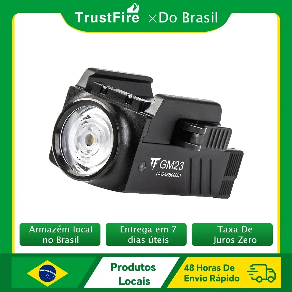 TrustFire-GM23 lanterna led tática, 800 lumens, compacto, poderoso, GL0ck luz, trilho montado, liberação rápida, USB recarregável, tocha