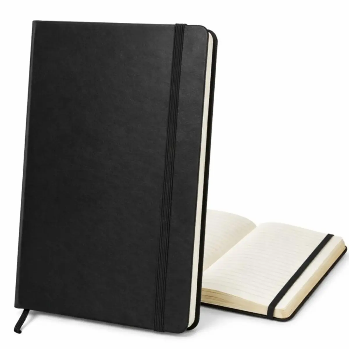 Caderno de Anotações A5 I 80 Folhas 21x15 cm I Capa Dura em PU I Imita Couro I Planner Pessoal para Organização I Elástico de Fechamento I Lene