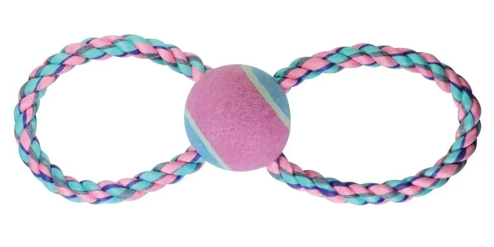 Jambo Pet Brinquedo Mordedor Corda em 8 com Bola de Tenis Pastel para Cães
