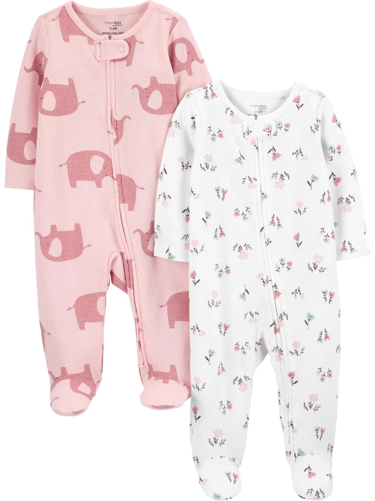 Macacão de dormir para bebês 2-way Zip Thermal Footed Sleep and Play, Pack of 2 Simple Joys by Carter'sMeninas