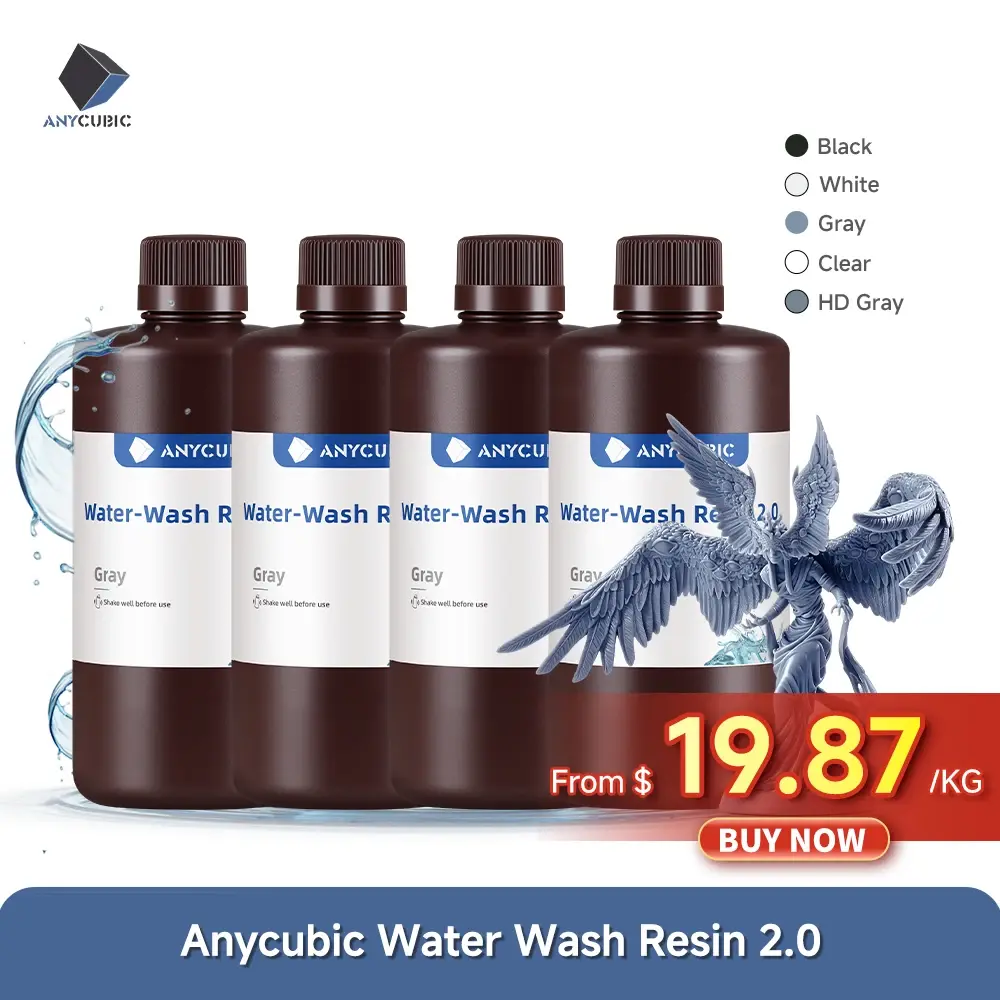 Anycúbico 4 pçs/lote 405nm resina lavável de água para impressora lcd 3d resina fotopolímero líquido material de impressão 3d