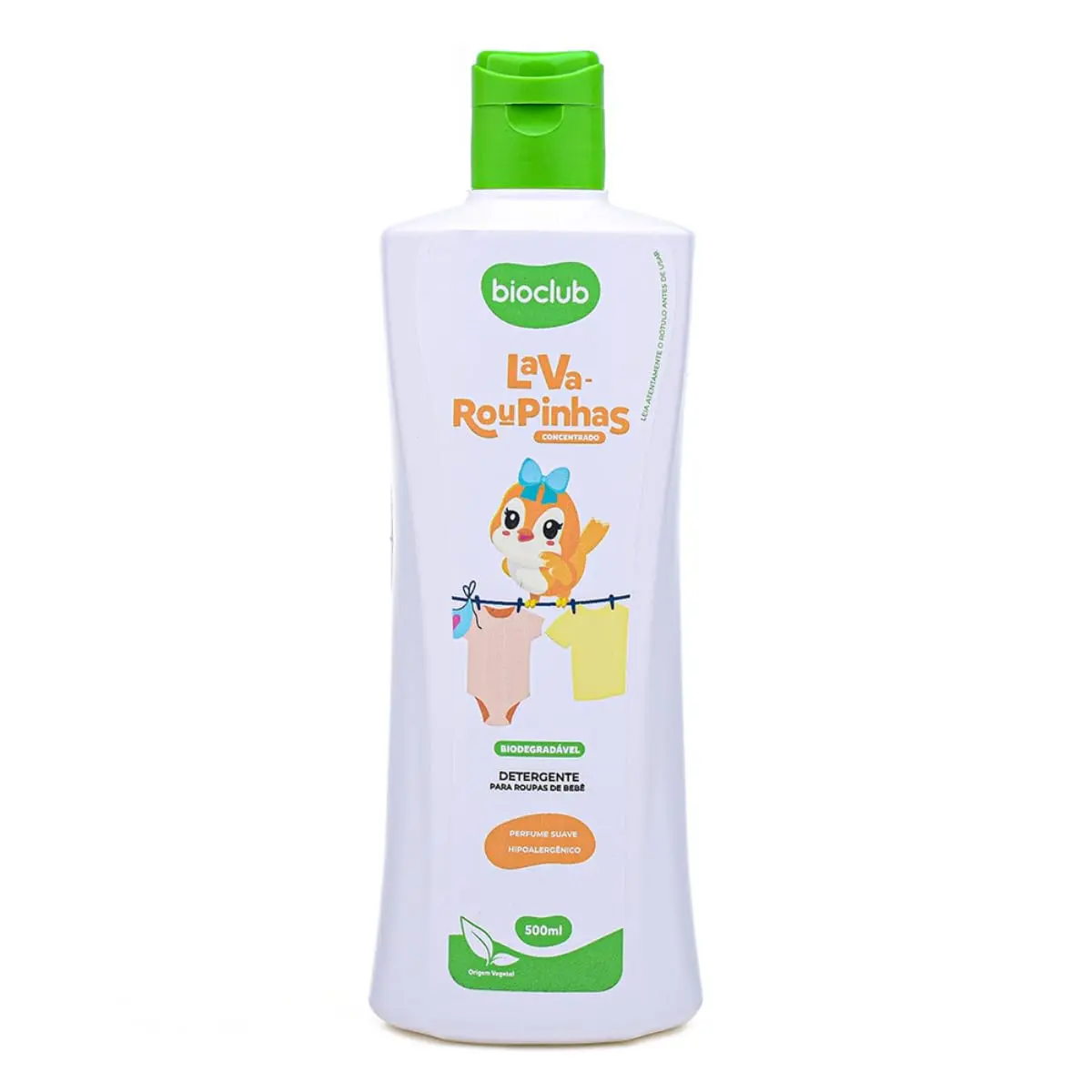 Detergente Líquido Concentrado para Roupas de Bebê e Criança, Vegano, Hipoalergênico, Contém Óleo de Coco, Fragrância Suave, Amacia e Preserva Cores, até 20 Lavadas – Lava-Roupinhas 500ml BioClub
