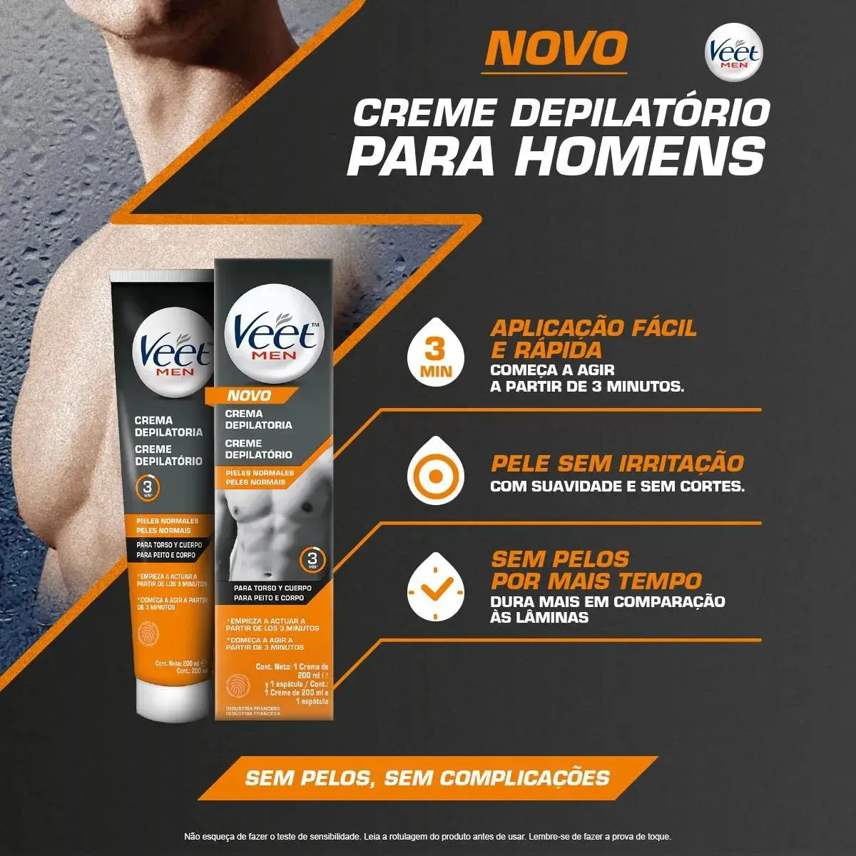Creme Depilatório Veet Men Pele Normal 200ml thumbnail 3