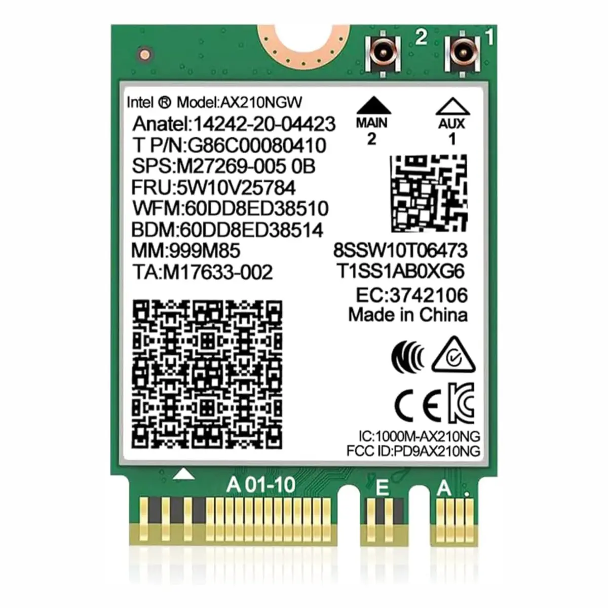 Placa De Rede Wi-fi 6e Intel Ax210 Ngw Bluetooth 5.3 5400mb Wifi PC Notebook NGFF Windows Linux