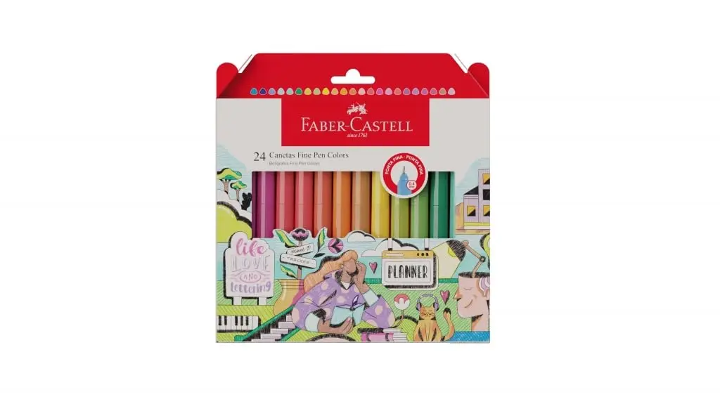 Caneta Ponta Fina 0.4 Faber-Castell Fine Pen Colors 24 Cores
