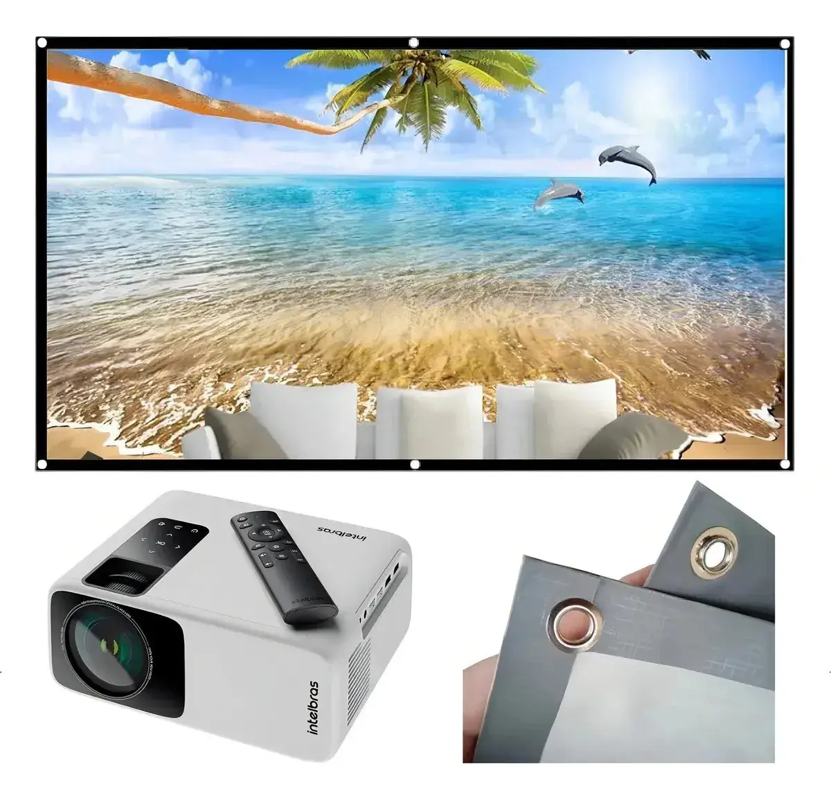 Tela Projeção 150 Polegadas Imagem Nitida Cinema Em Casa 127/220v thumbnail 3