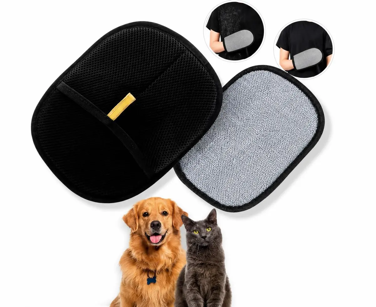 Luva Removedora de Pelos Pet Reutilizável Dupla Face Sofá Roupa Tapete Cães - 1