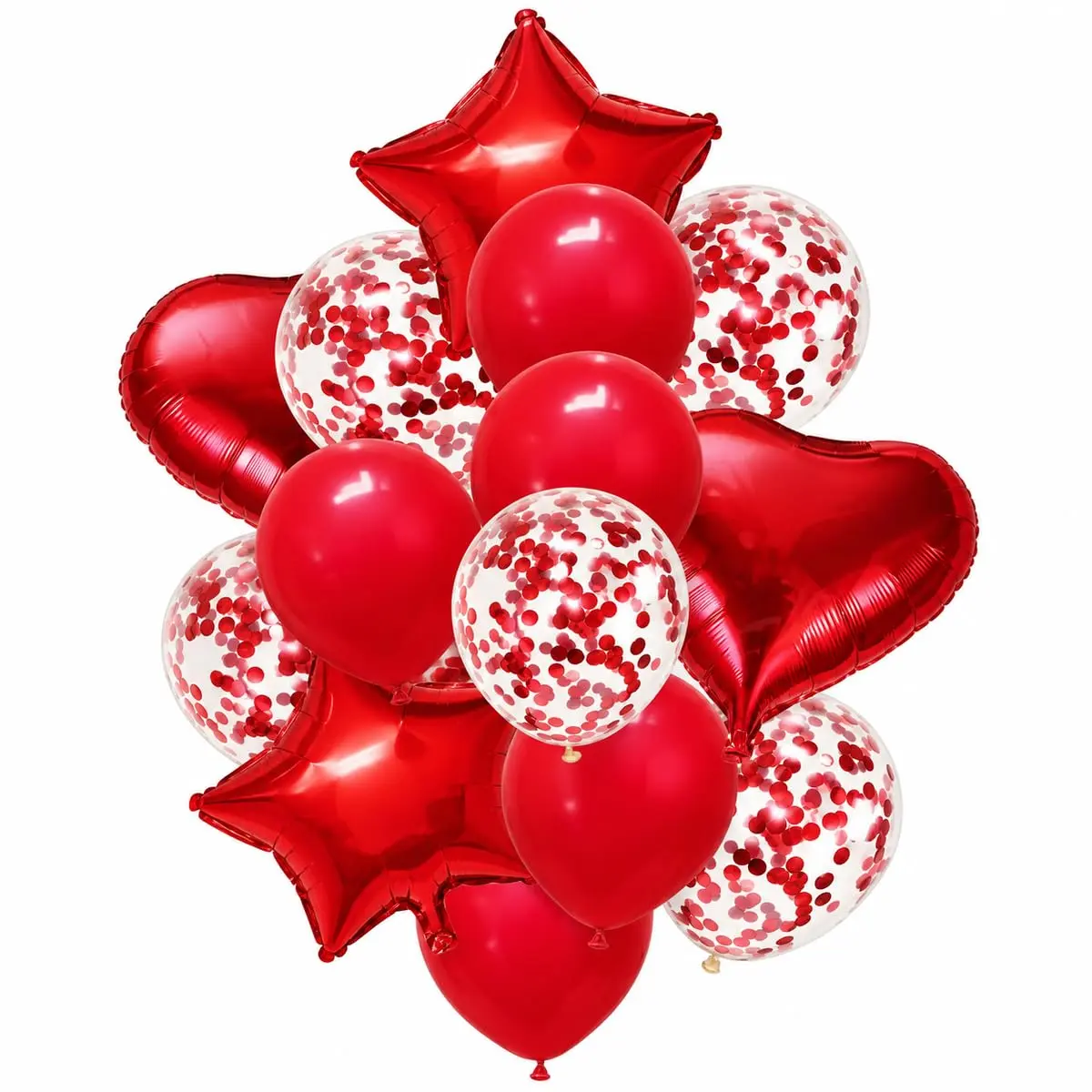 Kit Buque Balão Metalizado 14 Peças Bexiga Festa Diversas Cores (Vermelho)