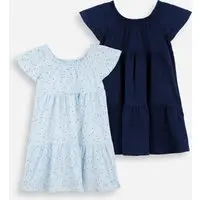 kit de 2 vestidos infantis de algodão com recorte estampado colorido