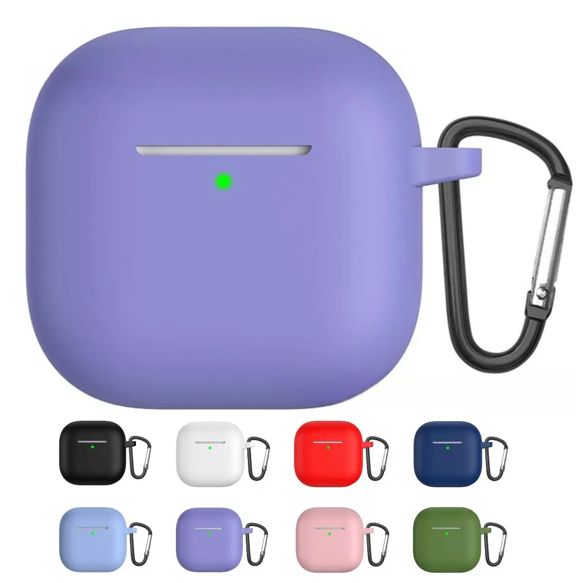 Capa Protetora de Silicone para AirPods 4ª Geração com Mosquetão – Antipoeira, Antiqueda (Roxo) - 1