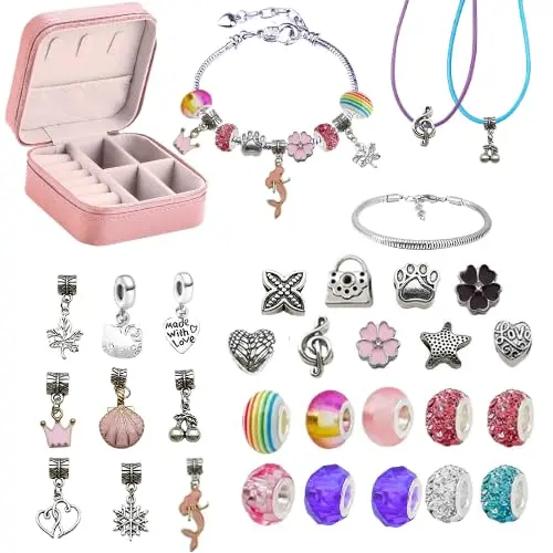 Kit montagem de pulseiras Infantil com porta joia - Lindo presente menina, adolescente, criança! A Febre entre as meninas. Monte a puseira de acordo com a ocasião com este lindo kit montagem de bijuteria (16cm) - 1