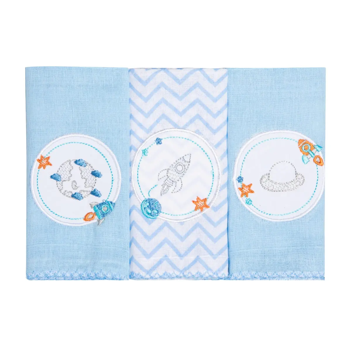Papi Textil Paninho De Boca Cores Bordados Karinho 40Cm X 40Cm Contem 3 Unidades