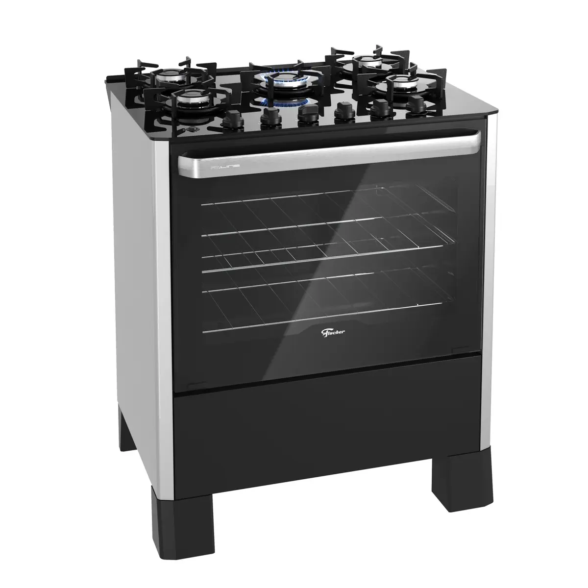 Fischer Fogão de Piso a Gás 5 Bocas Fit Line Trempe Iron Silver