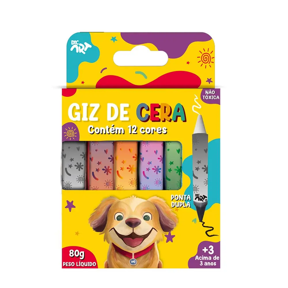 DAC - Giz de Cera Ponta Dupla com 12 Cores