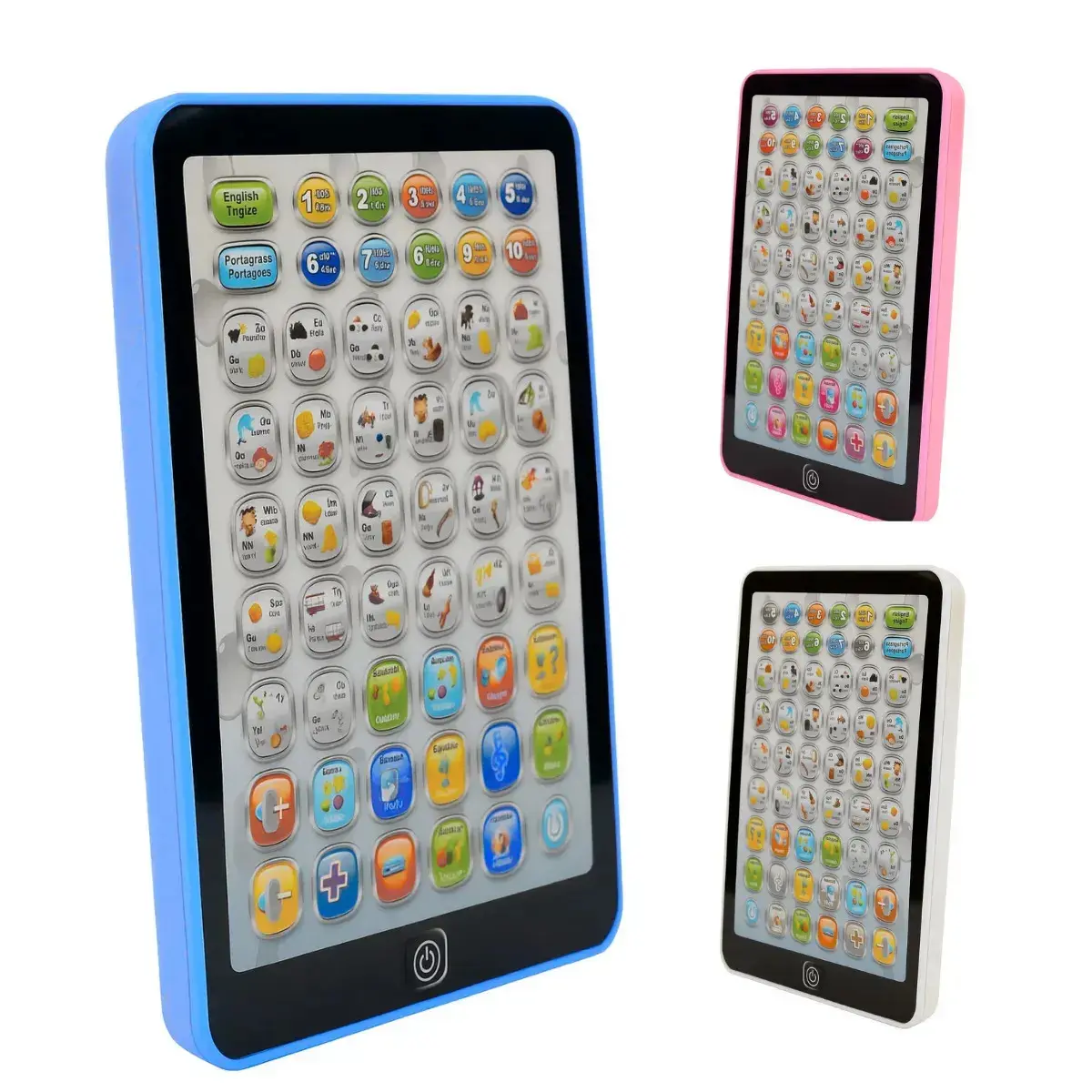 Tablet Educativo Infantil Bilíngue 54 Funções Azul Interativo Português Inglês Letras Números Palavras Sons Músicas Brinquedo Didático Aprendizagem