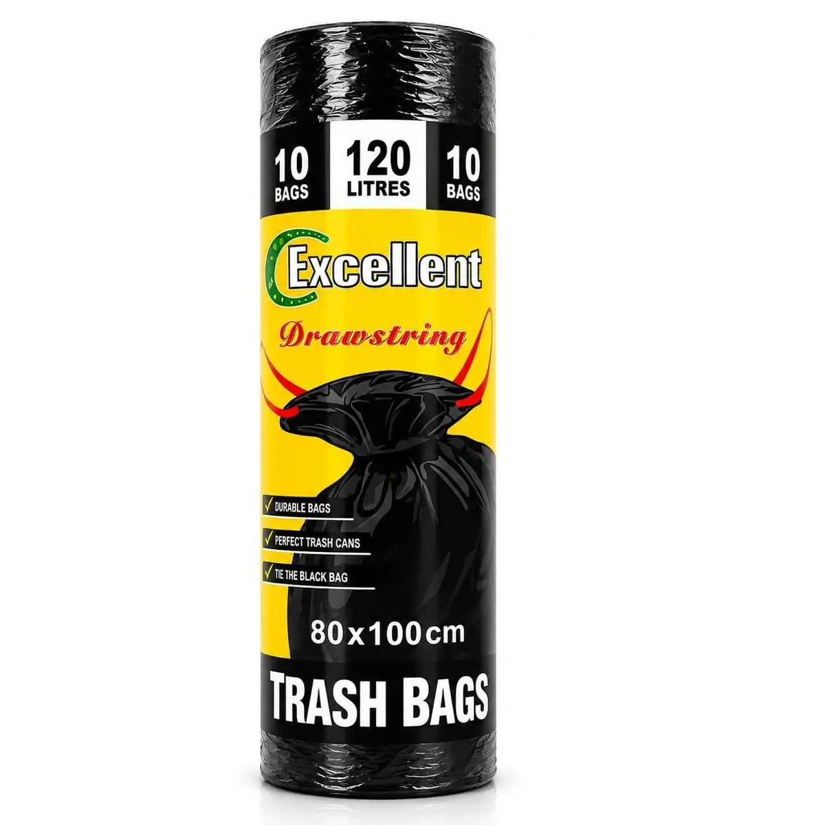 Saco de Lixo Reforçado com Cordão Multiuso 20L 30L 50L 70L 100L 120L 140L (120L - 10 UNIDADES)