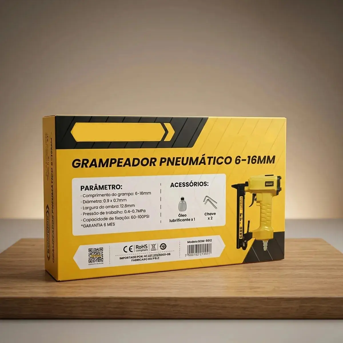 Grampeador Pneumático 80/06 À 80/16 Tapeceiro + 2.000 Grampos para Madeira Estofados Móveis Sofás Cadeiras Marcenaria Estofaria Ferramenta de Alta Pressão Profissional thumbnail 4