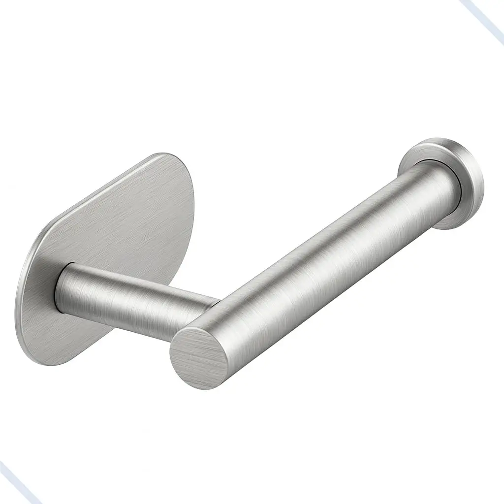Suporte Papel Higiênico Inox Resistente - Instalação sem Furos - Resistente À Umidade Fixação Forte Design Moderno para Banheiro Elegante Prático Compacto Fácil de Instalar e Limpar (Prata)