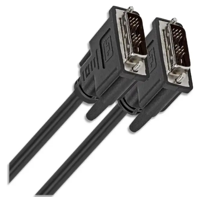 Cabo DVI 18+1 Pinos Dual Link 1,8m para Monitor TV Projetor PC Notebook – Cabo de Vídeo Digital DVI-D Macho x Macho – Conectores Reforçados – Alta Estabilidade de Sinal