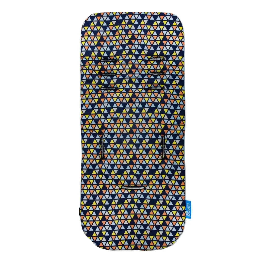 Clingo Almofada para Carrinho em Memory Foam, Dupla Face, Triângulos, Azul