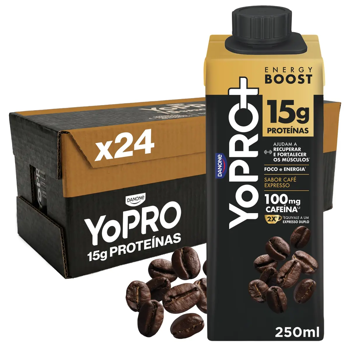 YoPRO Bebida Láctea UHT Café Expresso 15g de proteínas 250ml - 24 unidades